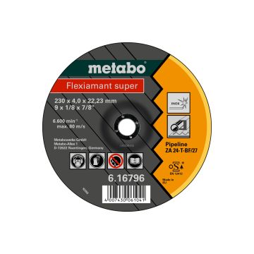 Metabo 655792000 - Grinding Wheel, 4-1/2" x 1/8" x 5/8"-11, Type 27, Zirconia Alumina, ZA24T