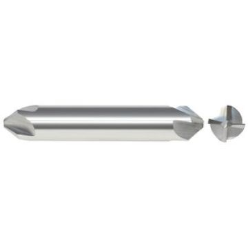 Monster Tool 334-301080 - 1/8" Countersink with Drill Point, Double End, 100 Degrees Angle, Solid Carbide, Right Hand Cut, 4 Flute, 1-1/2" OAL