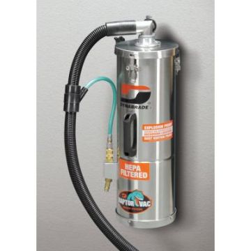 Dynabrade 61470 - Raptor Vacuum Pneumatic Vacuum - Wall-Mount Style, 1.5 Gal. (6 L), Division 1, Stainless Steel, Conductive, N. America