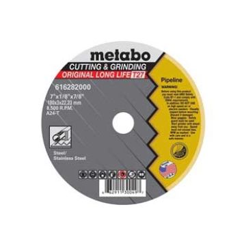 Metabo 655287000 - Grinding Wheel, 5" x 1/8" x 7/8", Type 27, Aluminum Oxide, A24T