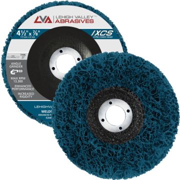 Lehigh Valley Abrasives CS4.5-XCRS - 4-1/2" x 7/8" Non-Woven Fiberglass Backed T27 Clean & Strip Disc (Blue / Extra Coarse)