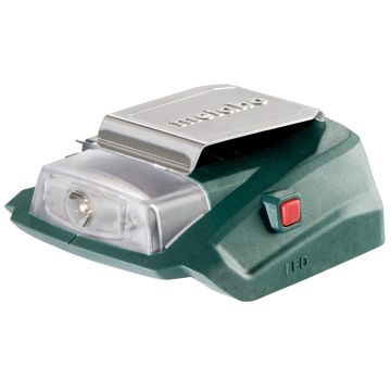 Metabo 600288000 - Battery Power Adaptor, PA 14.4-18 LED-USB, Charges 2 cell phones/1 tablet, 7 hr LED light