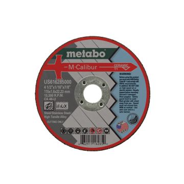 Metabo US616272000 - 4-1/2" x .045" x 7/8" Cutting Wheels, M-Calibur, Type 27, Ceramic, 13,300 rpm, 046 Grit