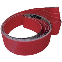 VSM 307912 Abrasive Belt Bright Red Pack of 2 75 Length 25 Width 120 Grit Cloth Backing Medium Grade Ceramic 